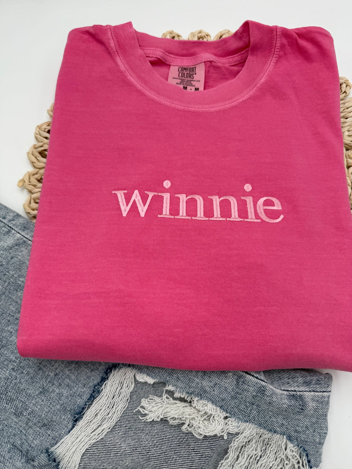 Custom Embroidered Saying/Name Comfort Colors Tee