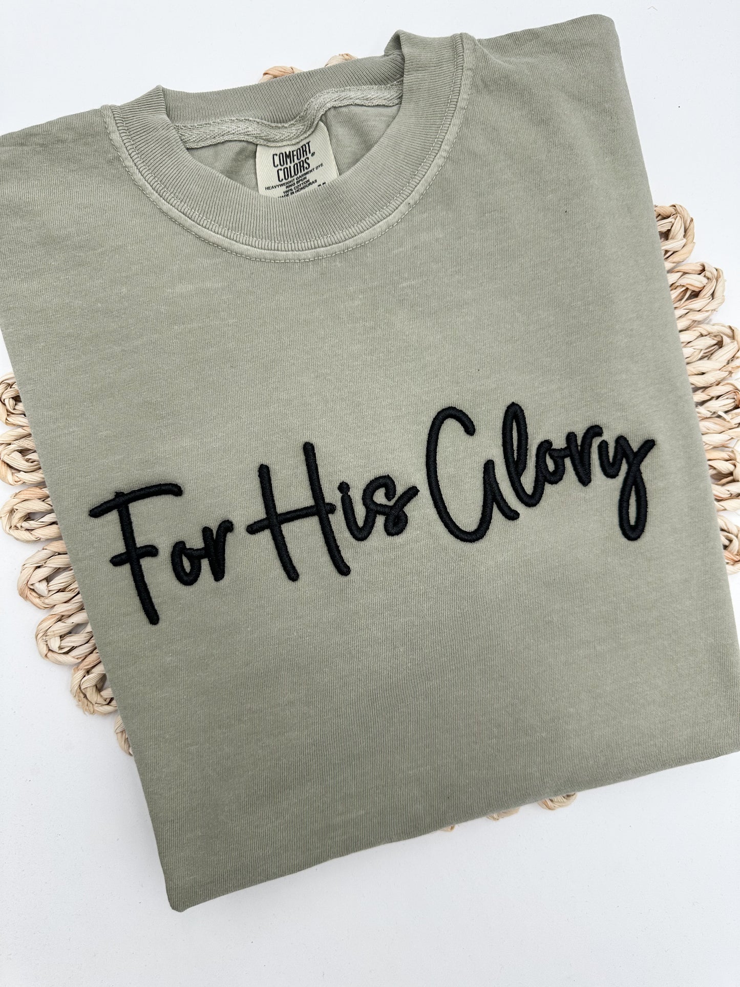 For His Glory puff embroidery