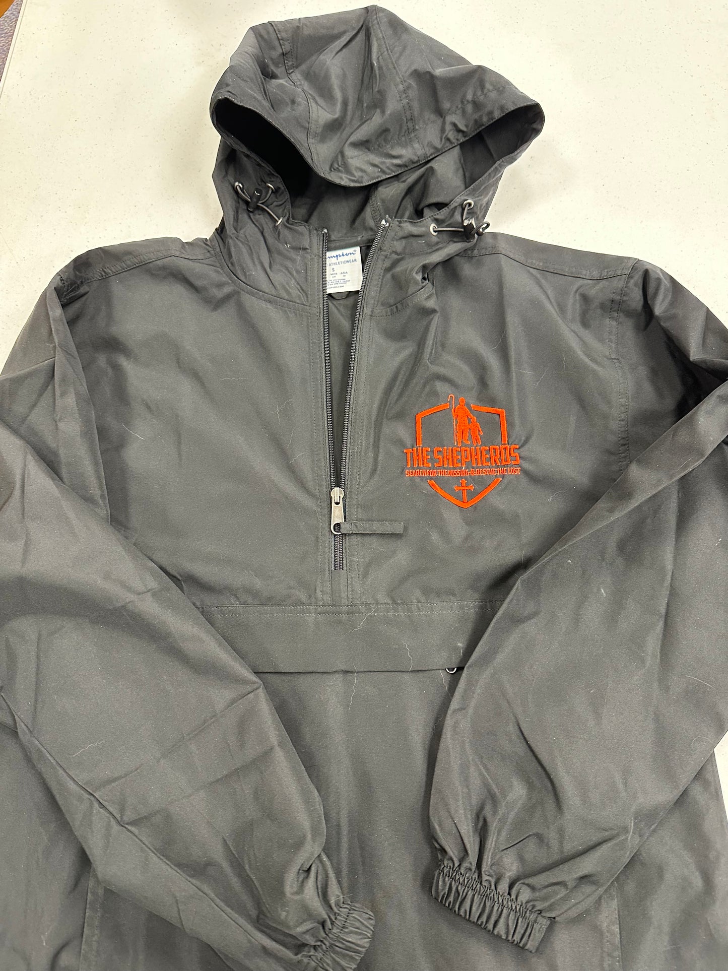 The Shepherds Black Embroidered Quarter Zip Rain Jacket (Lightweight)