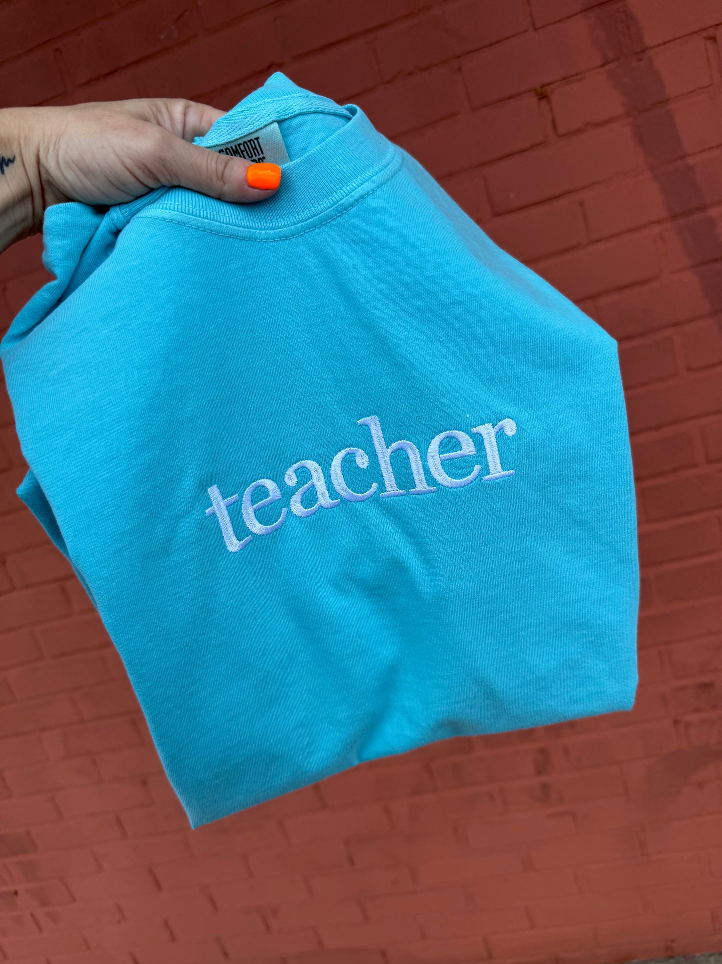 Custom Embroidered Saying/Name Comfort Colors Tee