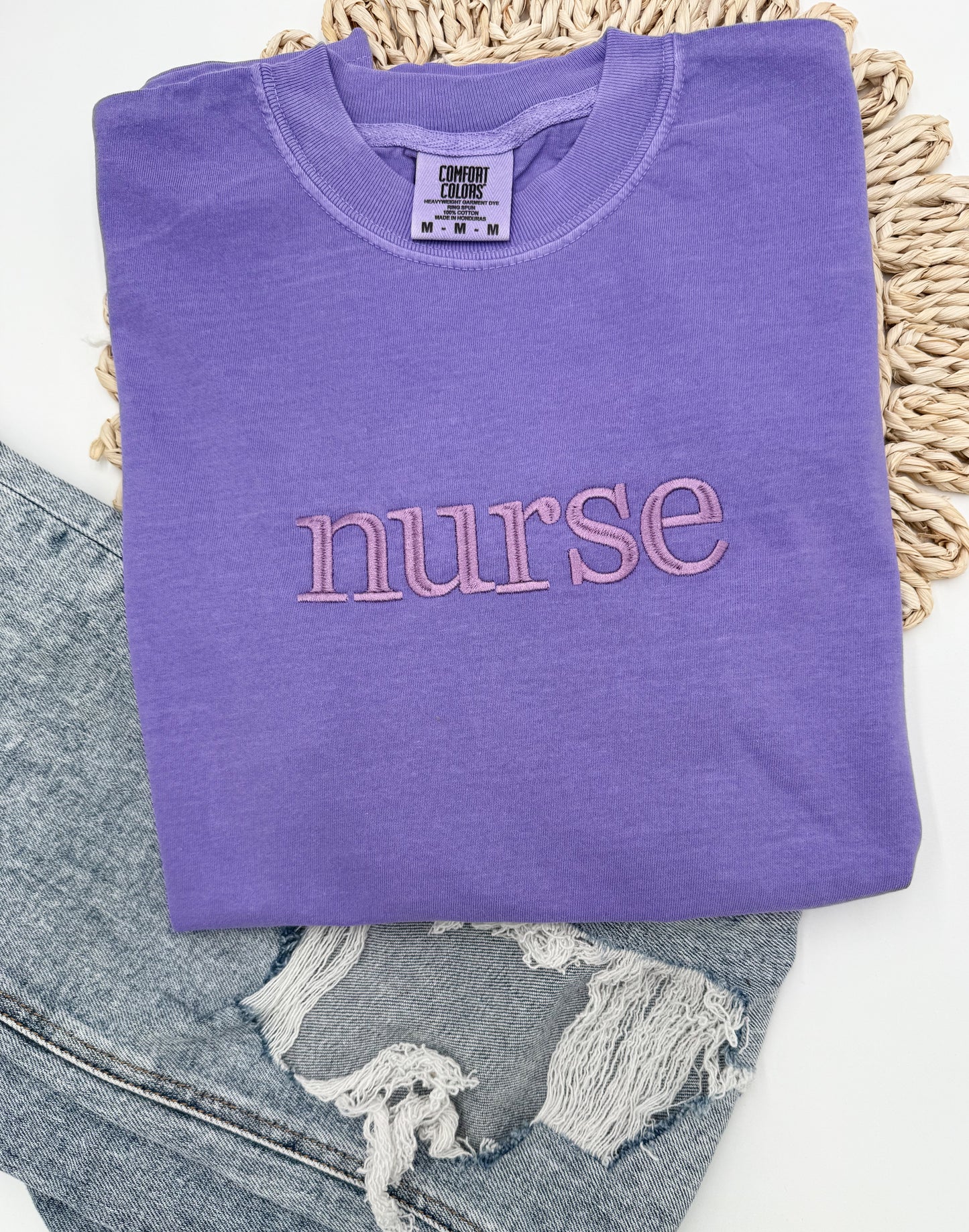 Custom Embroidered Saying/Name Comfort Colors Tee