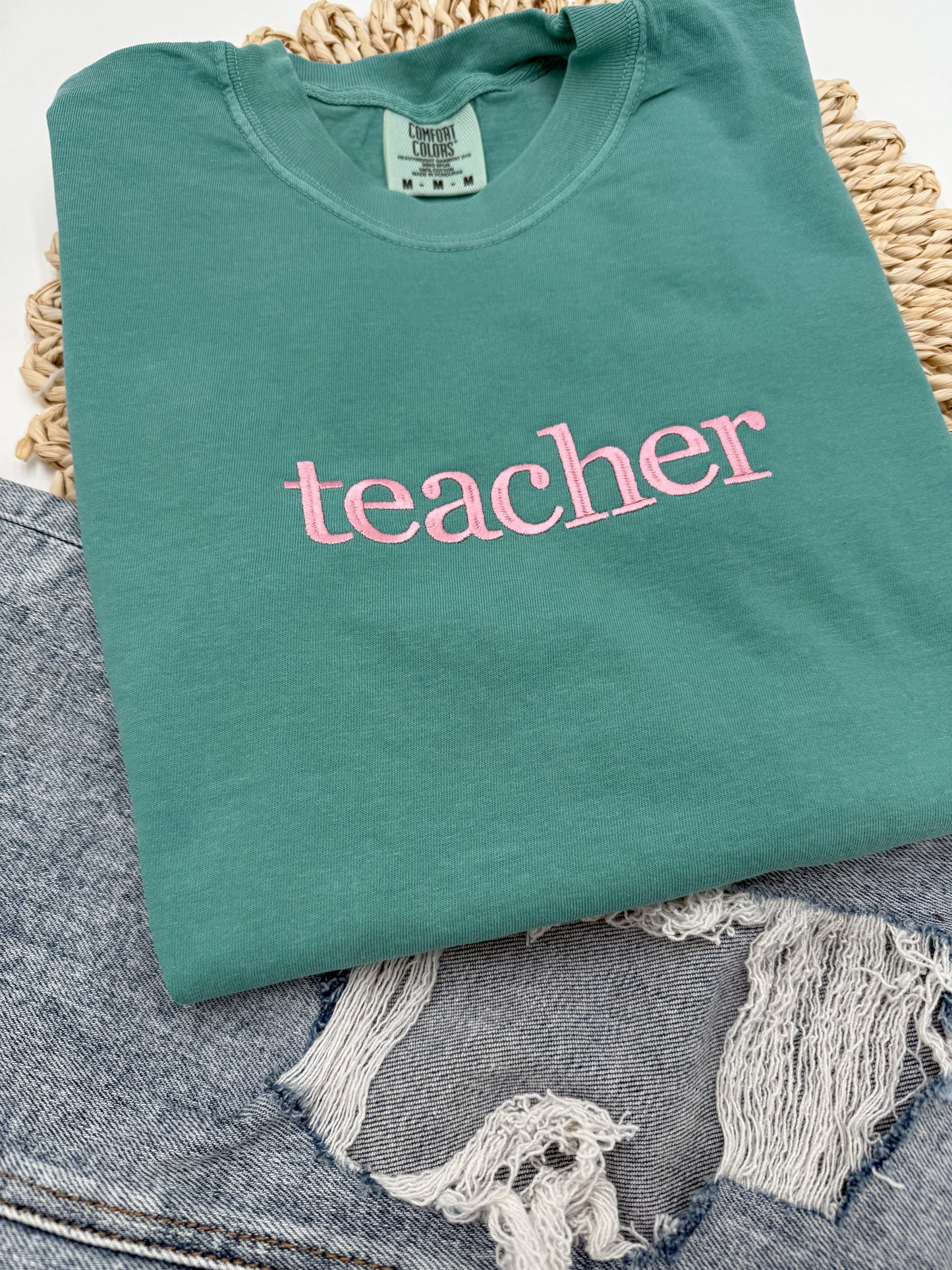 Custom Embroidered Saying/Name Comfort Colors Tee