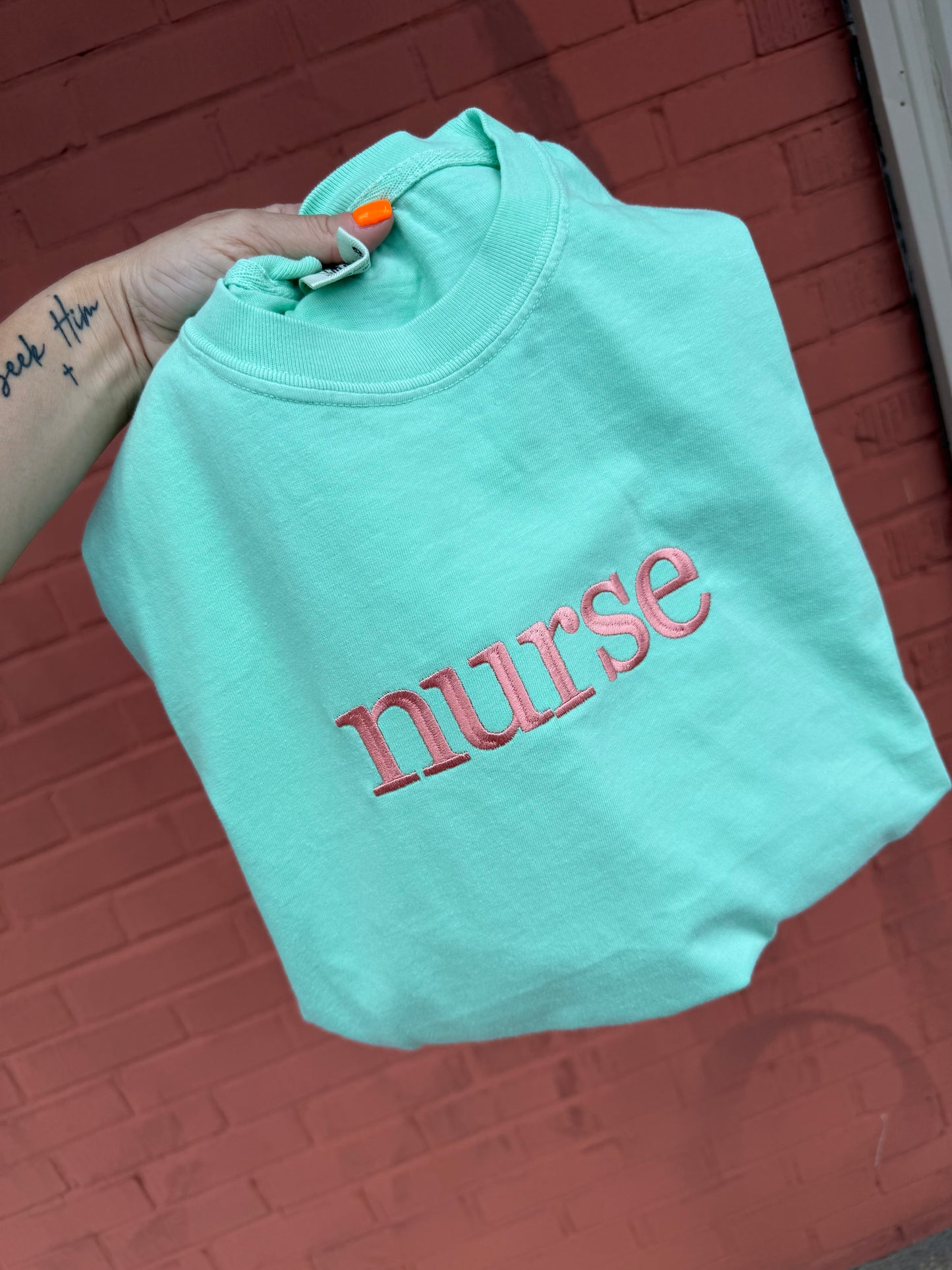 Custom Embroidered Saying/Name Comfort Colors Tee