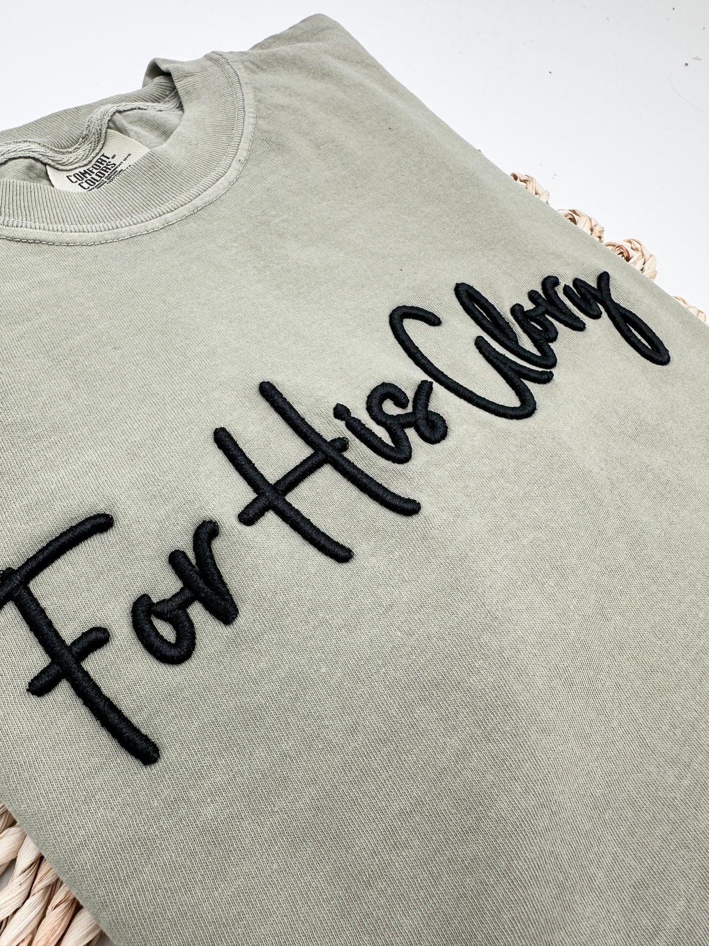 For His Glory puff embroidery