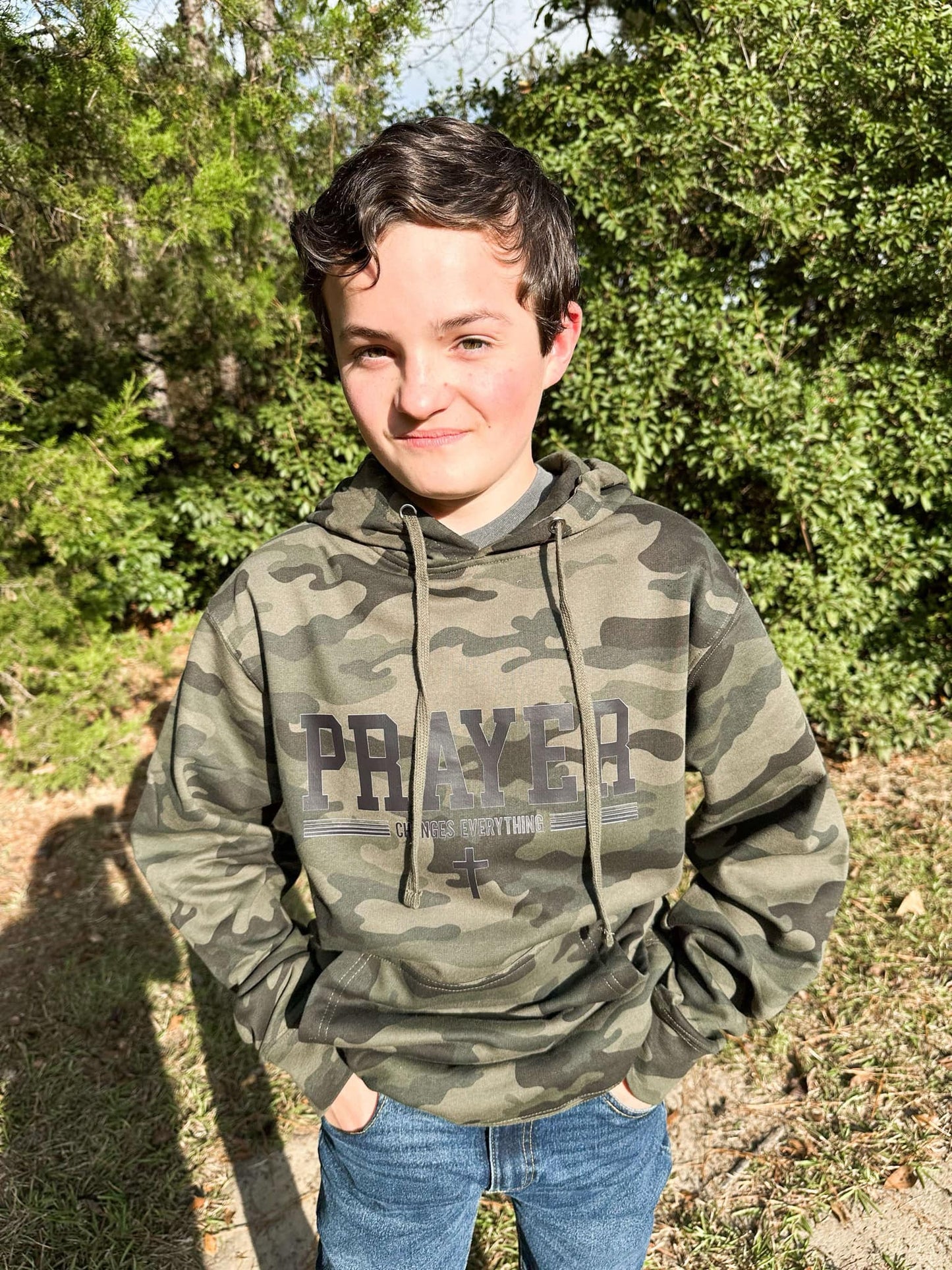 Camo Prayer Changes Things Hoodie