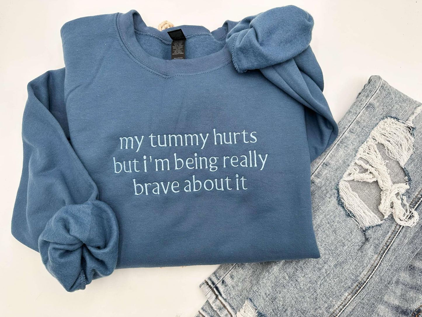 Being Really Brave About It Embroidery Sweatshirt