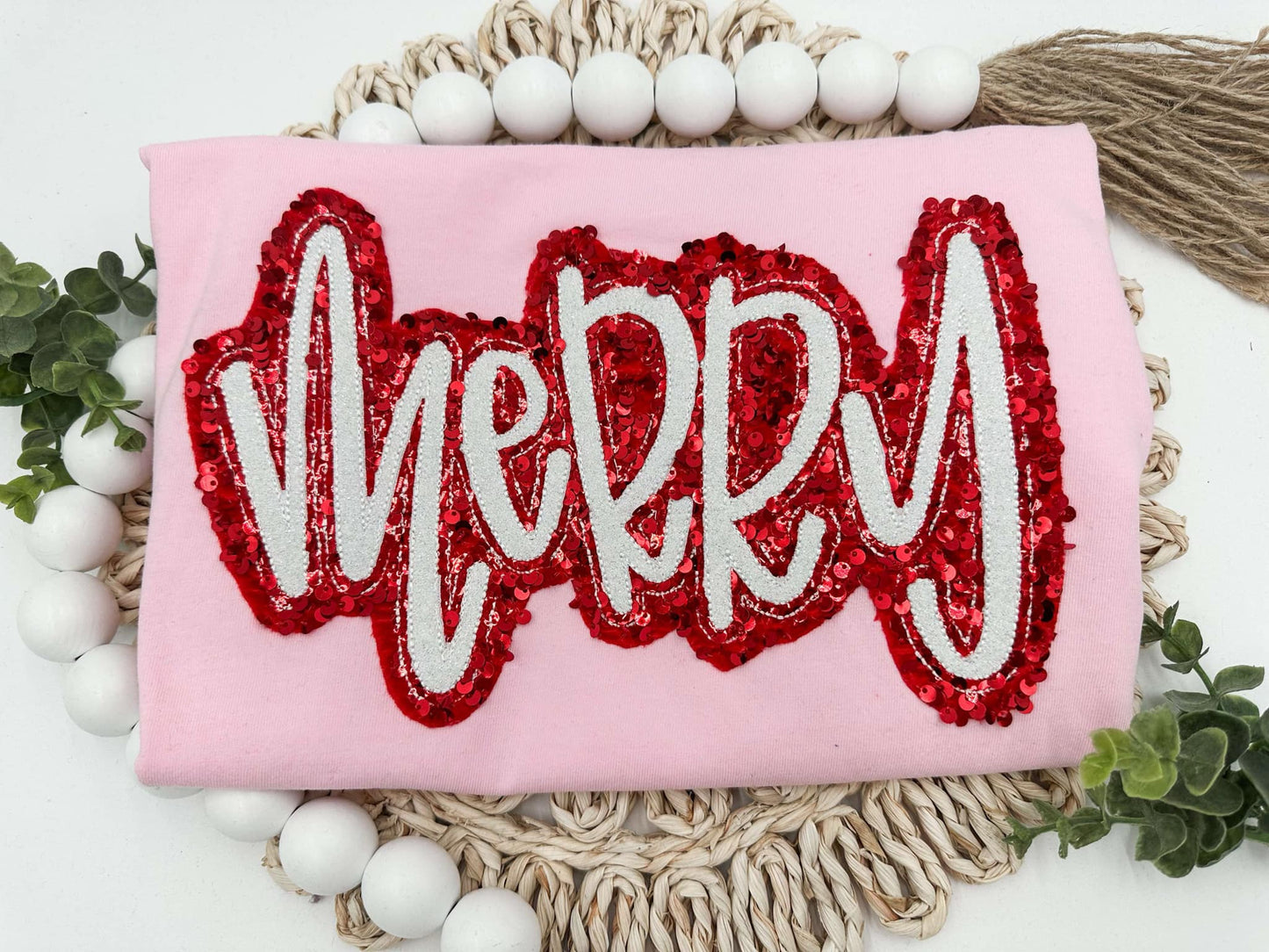 Merry With Sequins Long Sleeve or Sweatshirt