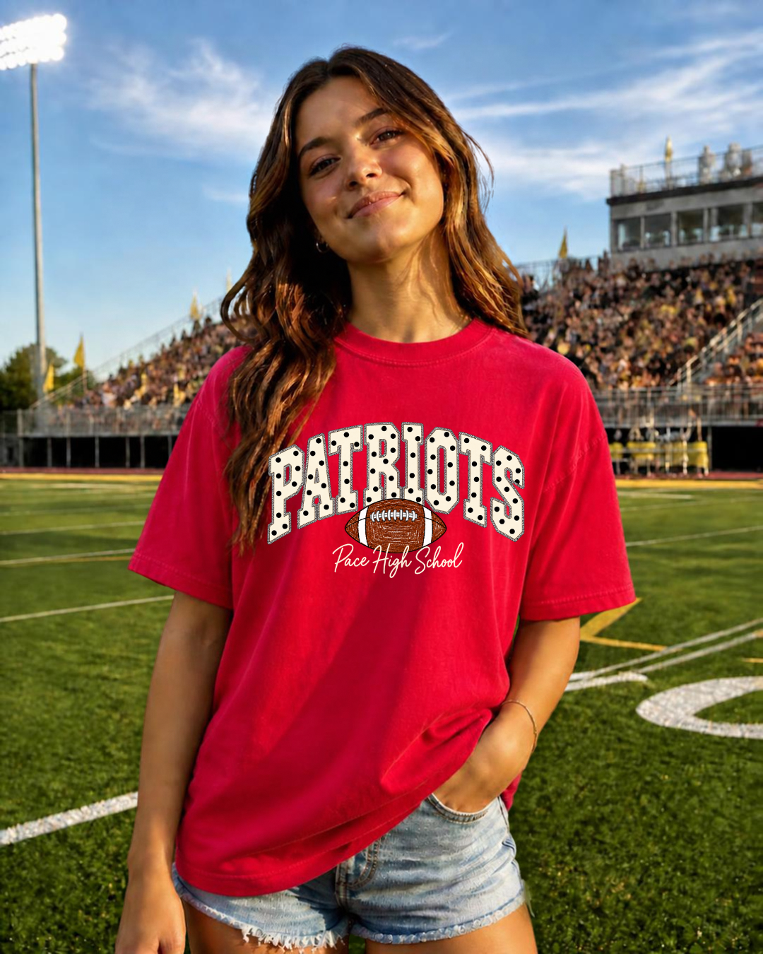 Patriots Polka Dot Football Tee