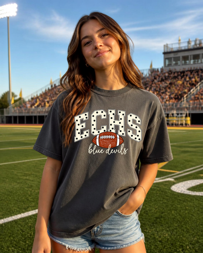 ECHS Polka Dot Football Tee
