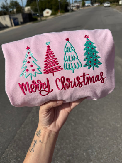 Merry Christmas Embroidered short sleeve, long sleeve, and sweatshirt option