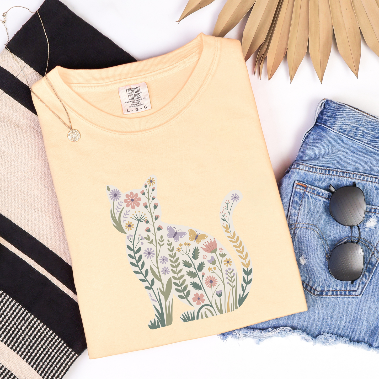 Floral Kitten Comfort Colors Tee