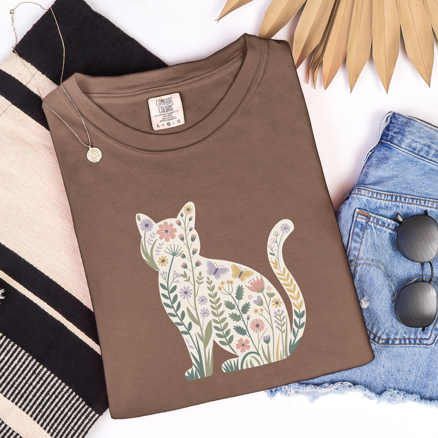 Floral Kitten Comfort Colors Tee