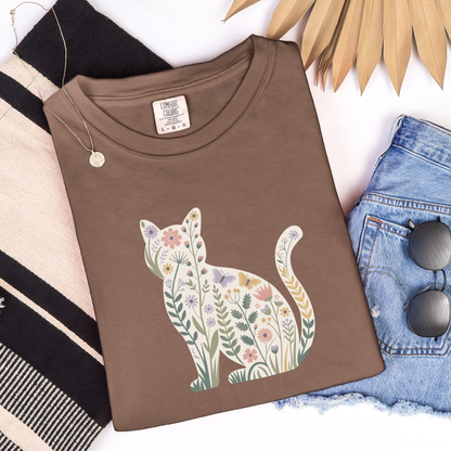 Floral Kitten Comfort Colors Tee