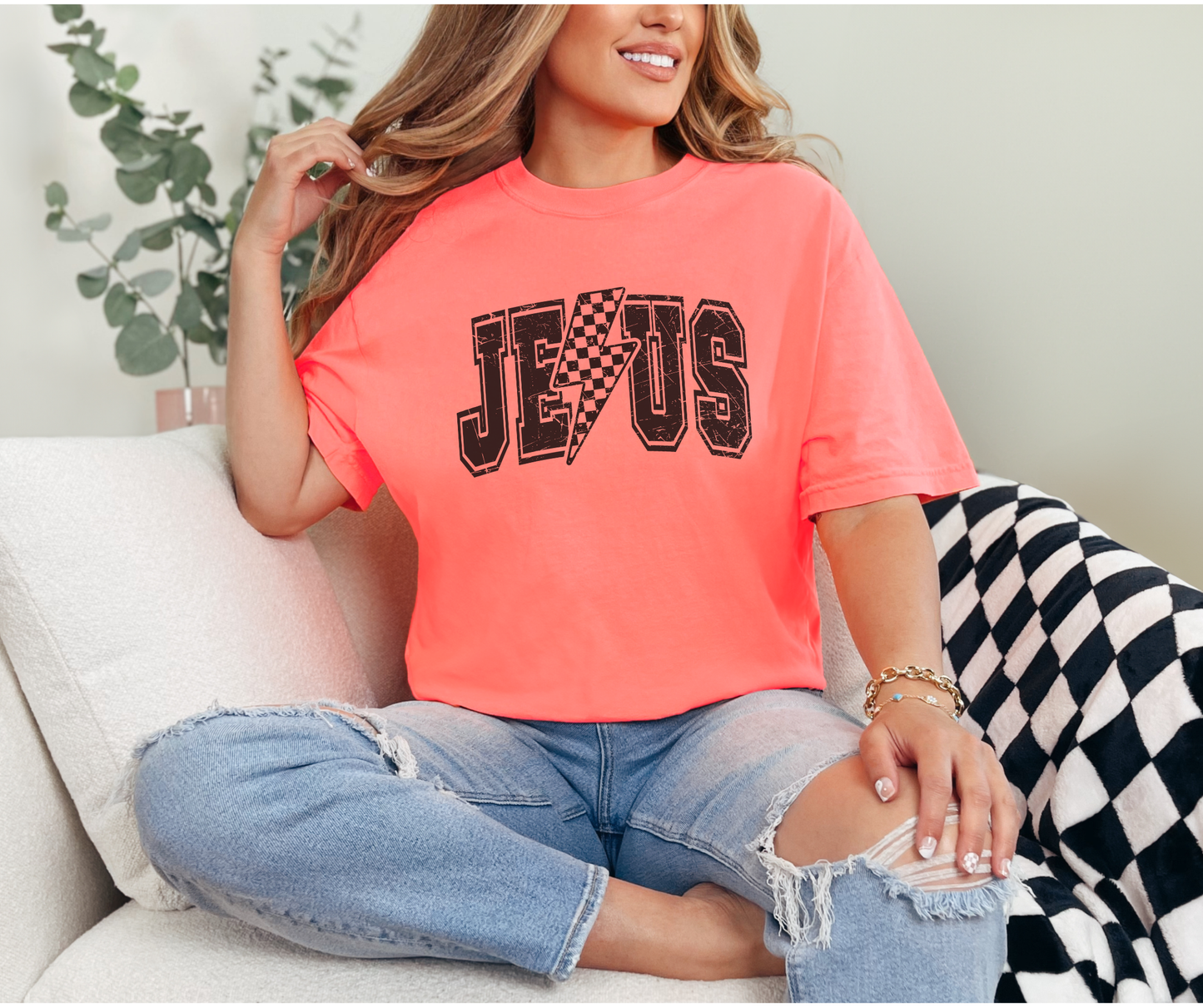 Jesus Lightening Bolt Comfort Colors Tee