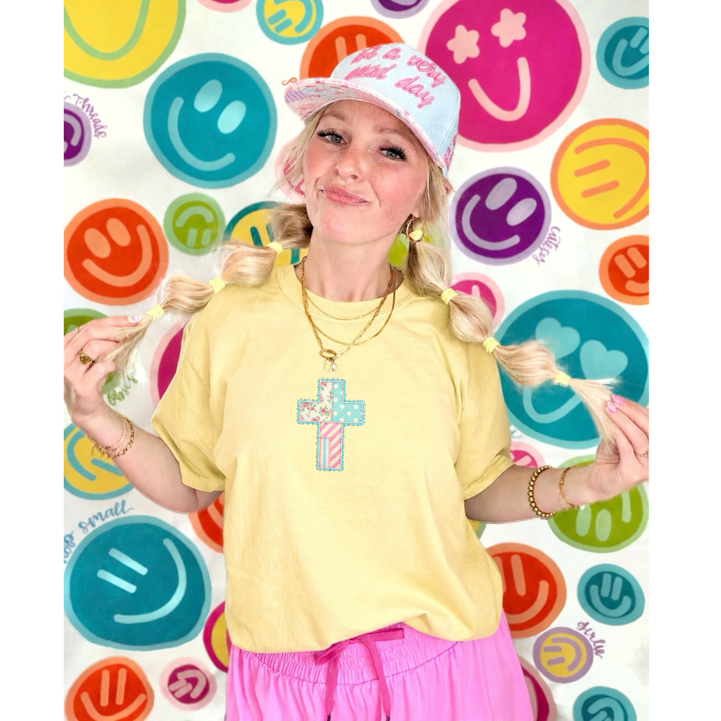 Floral Cross Comfort Colors Tee