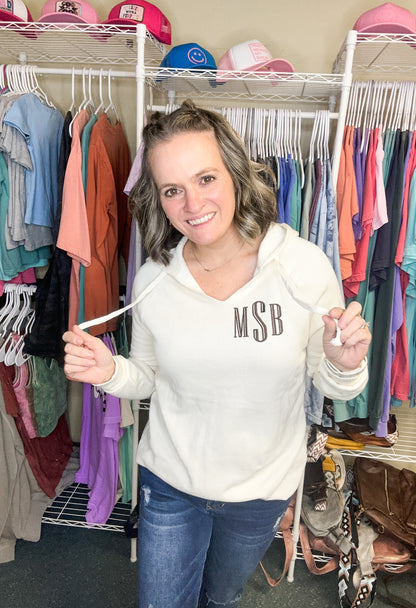 Women's V Neck Hoodie with Monogram