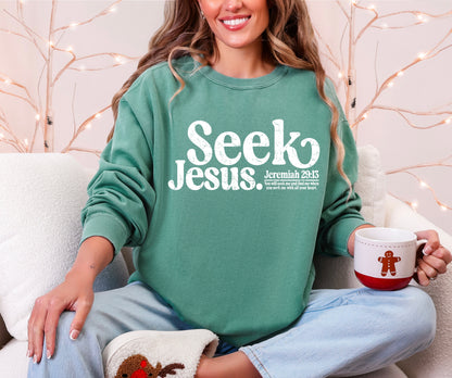 Seek Jesus comfort Colors Sweatshirt or Tee