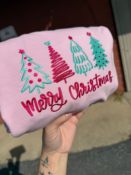 Merry Christmas Embroidered short sleeve, long sleeve, and sweatshirt option