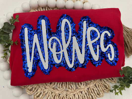 Wolves Sequin Embroidered (Comfort Colors Tee)
