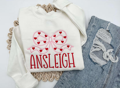 Valentine's Bow Embroidery Sweatshirt