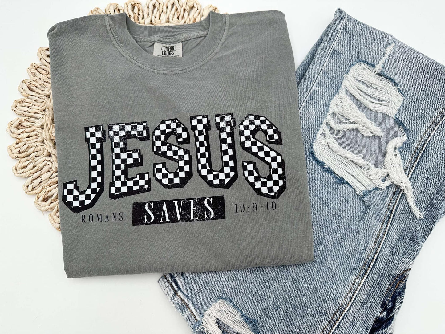 Jesus Saves Comfort Colors Grey Tee