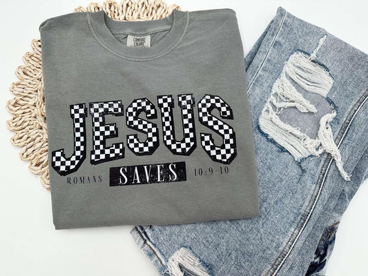 Jesus Saves Comfort Colors Grey Tee