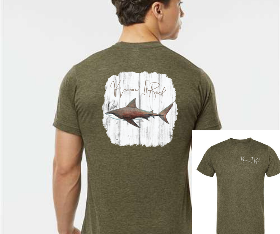 Bull Shark Blue/Moss tee